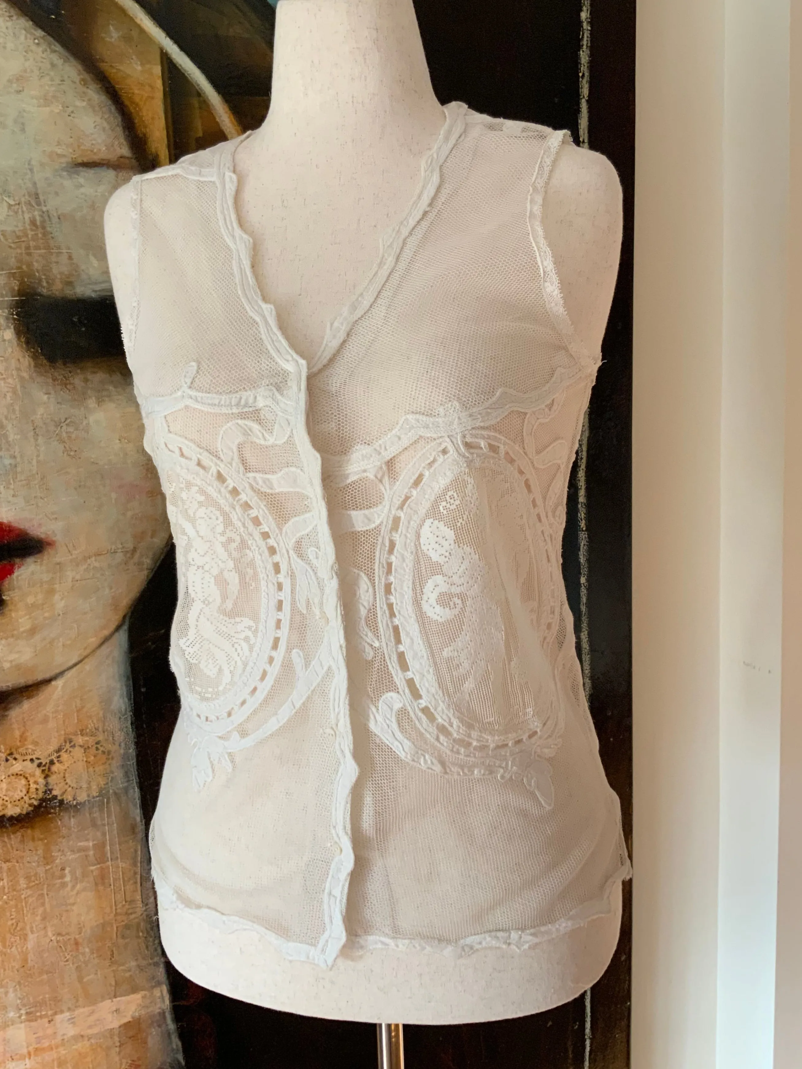 Antique Filet Lace Blouse - Y2K - E6