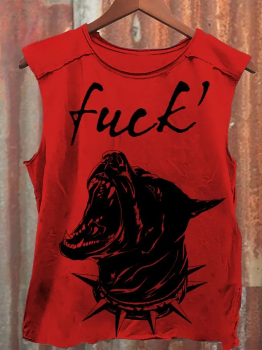 Unisex Fuck Black Dog Art Print Casual Tank Top